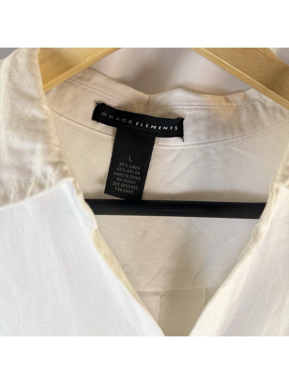 Grace Elements Linen Blend Collared White Sleeveless Button Down Shirt Large - Picture 2 of 8